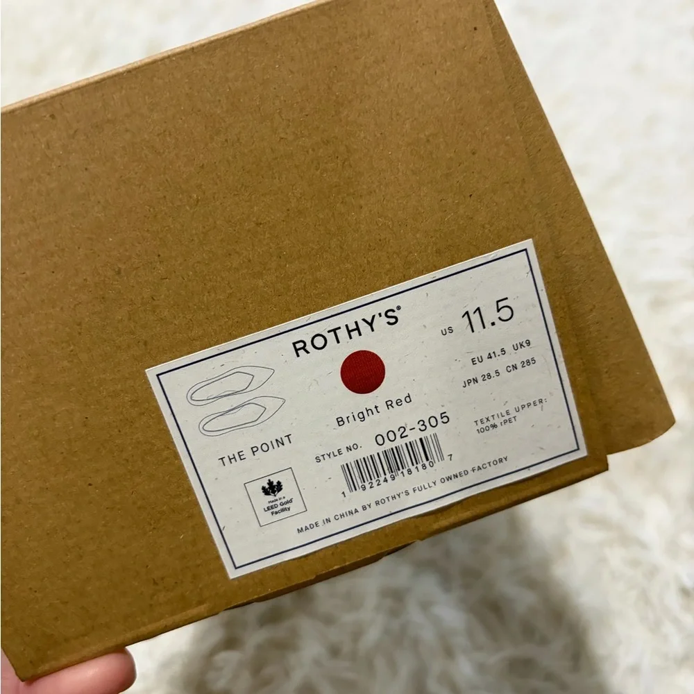 Rothy's The Point - Size 11.5 - NIB - Bright Red color